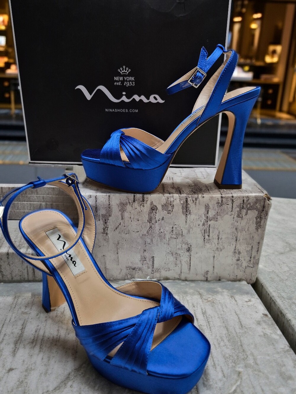 Nina Angie YS Heeled Dress Eveni G Sandals Satin Women's Sz 6.5 🆕️